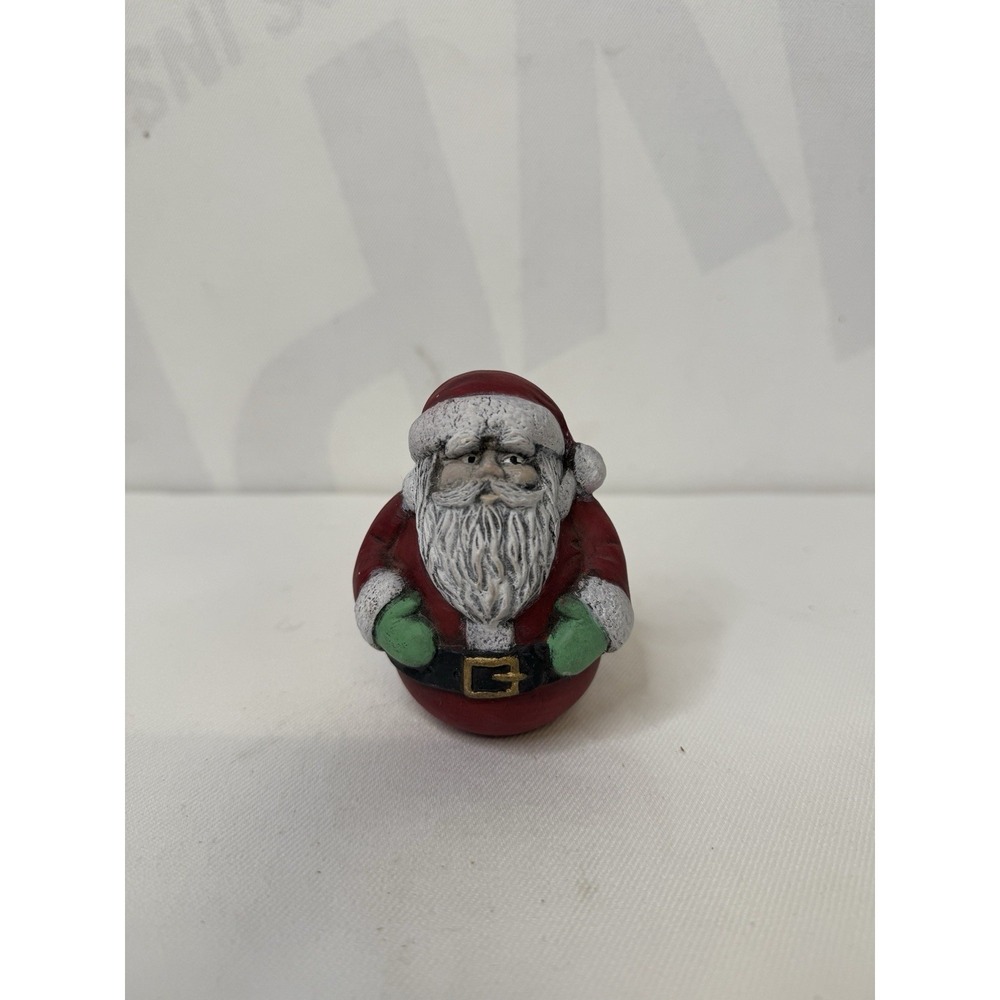 Vintage Folk Art Roly Poly Santa Claus Hand Painted Plaster Chalkware
